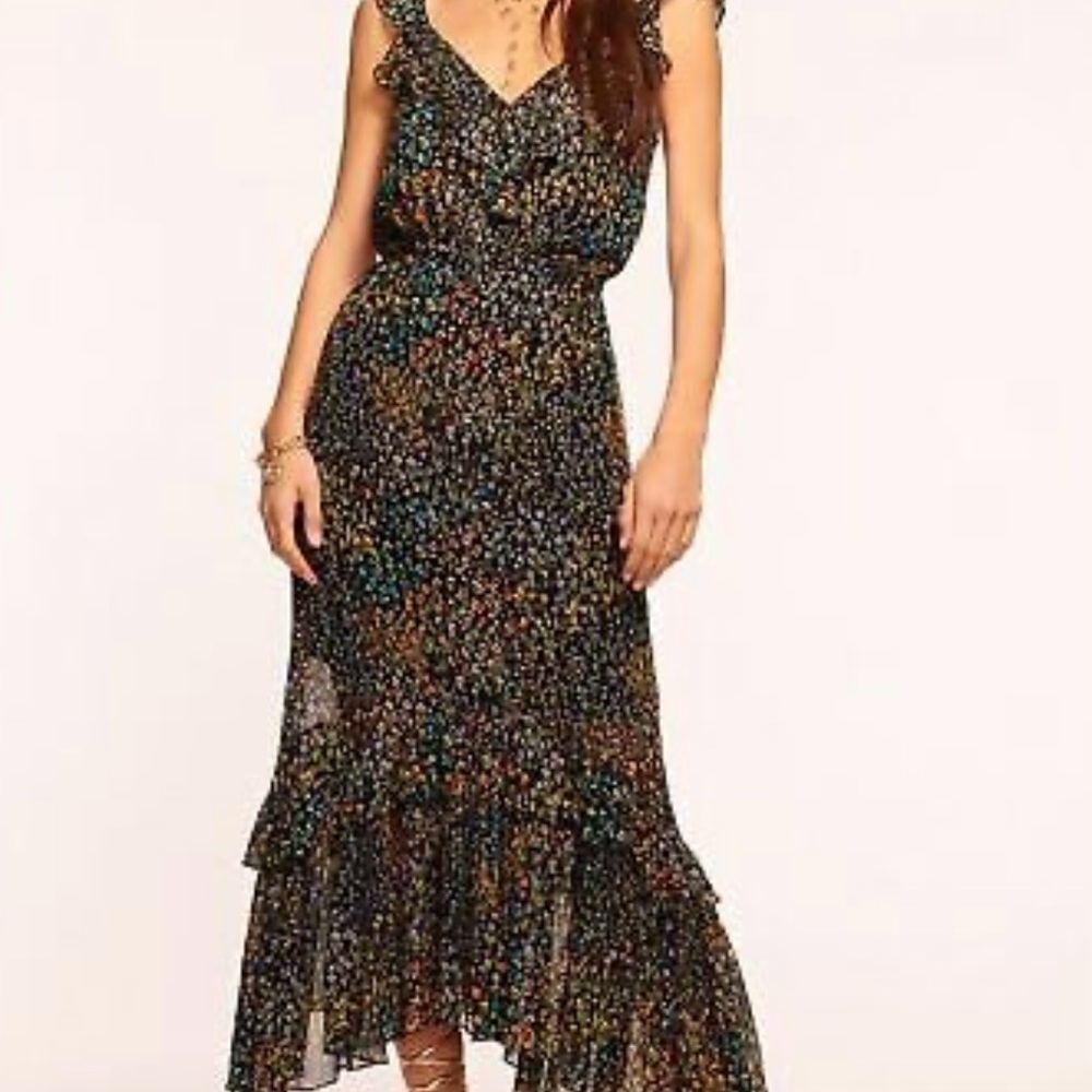 Ramy Brook - Black Garden Ruffle Midi Dress